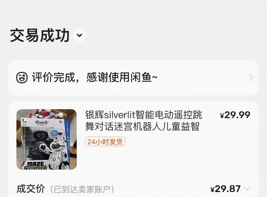 The marketplace order: a Silverlit maze robot, sold for 29.87 yuan